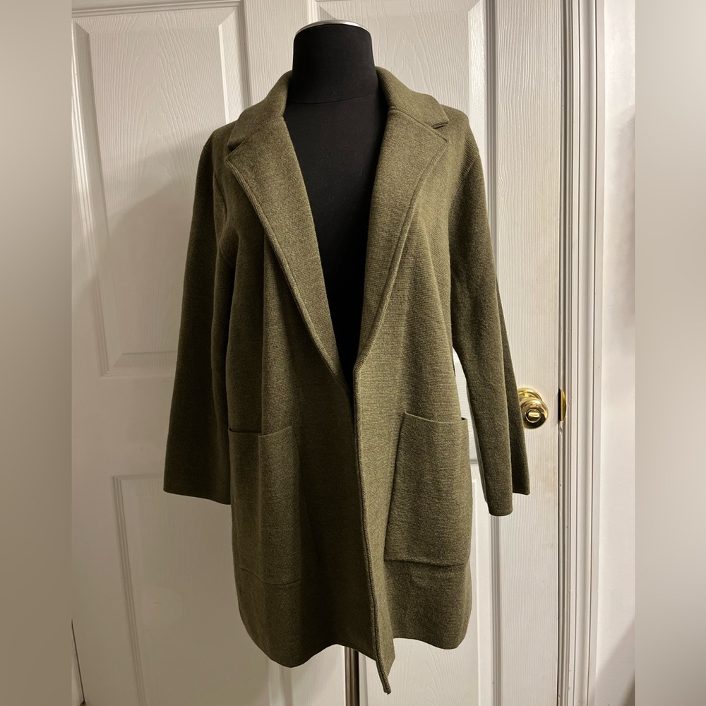 J CREW Merino Wool Green Sweater Blazer Size M
